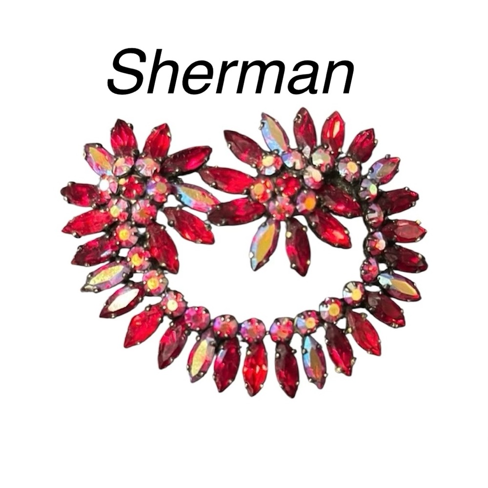 Elegant Red Crystal Brooch